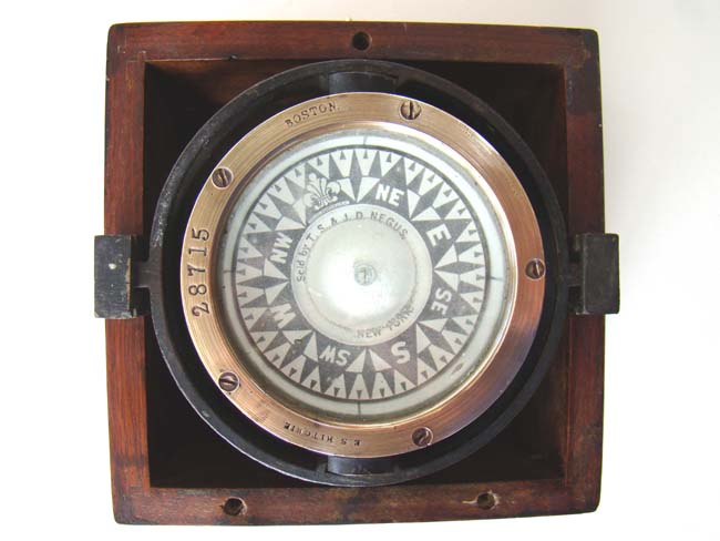 A Beautiful 19th century small boat Compass signed 'E.S. Ritchie, Boston' and retailed by Negus, New York, circa 1869 — image 3